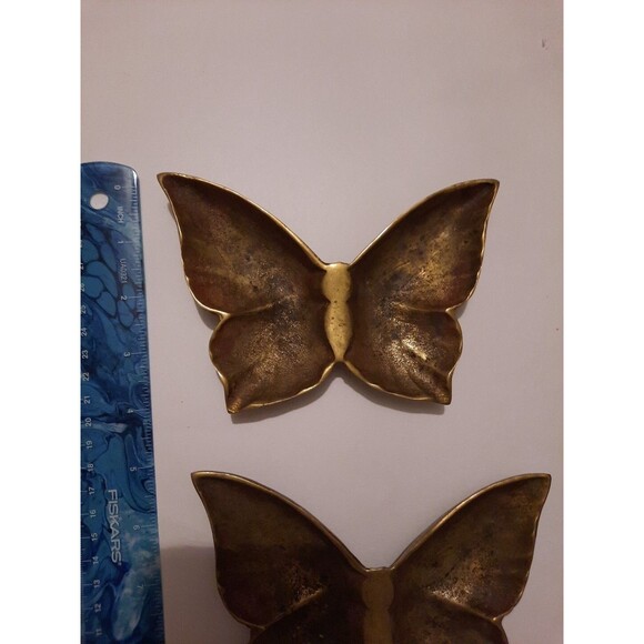 Vintage Cast Metal Butterfly Trinket Dish / Ashtray set of two - Picture 3 of 6
